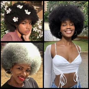 img 2 attached to 👩 Themis Hair Jumbo Afro Wig: Natural Looking Black 70s Premium Synthetic Wig for Black Women - Big Afro Style (Black 1B#)