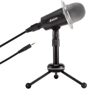 img 4 attached to Plug and Play Condenser Microphone with Tripod Mic Stand- Compatible with Windows, Mac, iPhone, Android - 3.5mm Desktop Mic for YouTube, Podcasts, Streaming, Gaming, Recording, and Conferencing