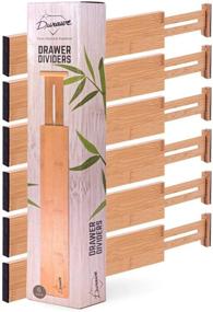 img 4 attached to 🎋 Bamboo Drawer Dividers Set of 6 - Adjustable and Expandable Spring Loaded Drawer Organizer for Kitchen, Bedroom, Dresser, Closet - 12-17 inch