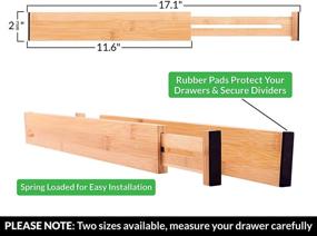 img 3 attached to 🎋 Bamboo Drawer Dividers Set of 6 - Adjustable and Expandable Spring Loaded Drawer Organizer for Kitchen, Bedroom, Dresser, Closet - 12-17 inch