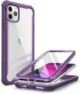 📱 i-blason ares case for iphone 11 pro max 2019 release - dual layer rugged clear bumper case with built-in screen protector - purple logo