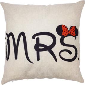 img 2 attached to 👫 Arundeal 2-Pack Couple Decorative Throw Pillow Case Cover Set, 18 x 18 Inches, Mr and Mrs, Ideal for Romantic Anniversary, Wedding, and Valentine's Day Celebrations