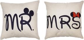 img 4 attached to 👫 Arundeal 2-Pack Couple Decorative Throw Pillow Case Cover Set, 18 x 18 Inches, Mr and Mrs, Ideal for Romantic Anniversary, Wedding, and Valentine's Day Celebrations