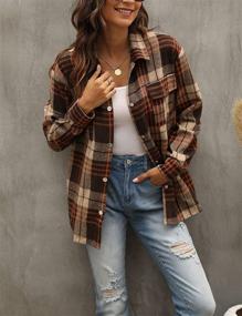 img 3 attached to 👚 Stylish Tanming Women's Fall Flannel Plaid Shacket Jacket: Button Down Shirt Coat for a Trendy Look