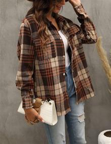 img 1 attached to 👚 Stylish Tanming Women's Fall Flannel Plaid Shacket Jacket: Button Down Shirt Coat for a Trendy Look