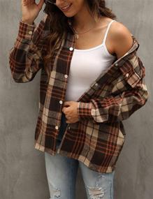 img 2 attached to 👚 Stylish Tanming Women's Fall Flannel Plaid Shacket Jacket: Button Down Shirt Coat for a Trendy Look