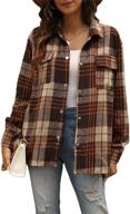 👚 stylish tanming women's fall flannel plaid shacket jacket: button down shirt coat for a trendy look logo