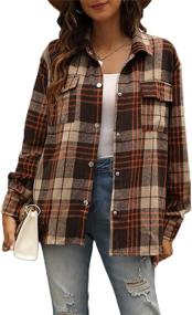 img 4 attached to 👚 Stylish Tanming Women's Fall Flannel Plaid Shacket Jacket: Button Down Shirt Coat for a Trendy Look