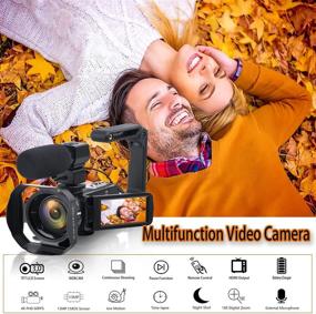 img 3 attached to VETEK 4K Camcorder 48MP 60FPS Ultra HD Vlog Video Camera for YouTube | 3 Inch Touch Screen | IR Night Shot Digital Camera with Microphone | WiFi | Remote Control | Lens Hood | 2 Battery & Charger