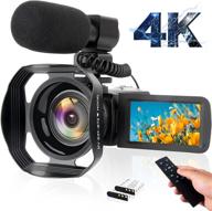 vetek 4k camcorder 48mp 60fps ultra hd vlog video camera for youtube | 3 inch touch screen | ir night shot digital camera with microphone | wifi | remote control | lens hood | 2 battery & charger logo