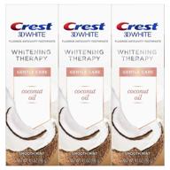 🦷 crest coconut oil 3d white toothpaste: gentle whitening therapy with fluoride - smooth mint (pack of 3) logo