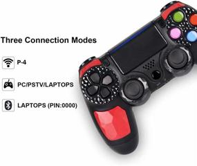 img 2 attached to 🎮 Wireless Controllers 2-Pack for Playstation 4 with Joystick Compatible with P-4 Control - YU33 Remote Gamepad including Charging Cable and Dual Motors in Black and Red Diamond Colors