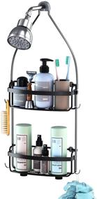 img 4 attached to 🚿 Kadolina Shower Caddy Over Shower Head - Black Bathroom Hanging Organizer for Shampoo, Conditioner, Razor, and Sponge