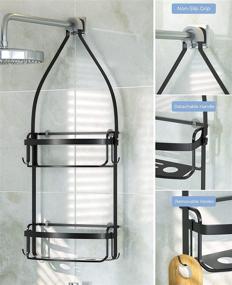 img 1 attached to 🚿 Kadolina Shower Caddy Over Shower Head - Black Bathroom Hanging Organizer for Shampoo, Conditioner, Razor, and Sponge