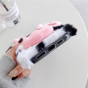 img 1 attached to HikerClub IPhone 12 Mini Plush Case - Cute Dairy Cow Soft Fluffy Case Handmade Winter Warm Fur Protective Case For Girls Women (Red