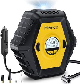 img 4 attached to 🚗 Merece Portable Air Compressor for Car Tires - DC 12V Tire Inflator Pump with LED Light, 10 Ft Power Cord, Auto Shut Off - Digital Air Pump for Cars, Bicycles, and Other Inflatables