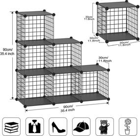 img 1 attached to 📦 Versatile TUMUCUTE Wire Storage Cubes: 6-Cube Metal Shelves Organizer for Bedroom, Living Room, Office - Black