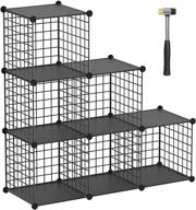 📦 versatile tumucute wire storage cubes: 6-cube metal shelves organizer for bedroom, living room, office - black logo