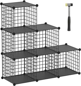 img 4 attached to 📦 Versatile TUMUCUTE Wire Storage Cubes: 6-Cube Metal Shelves Organizer for Bedroom, Living Room, Office - Black