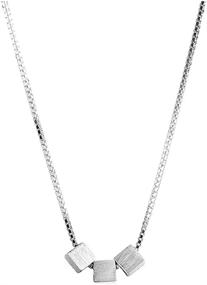 img 1 attached to 925 Sterling Silver Minimalist Necklace with Charming Three Blocks for Women and Girls