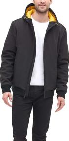 img 2 attached to Stylish and Functional: DKNY Men's Softshell Hooded Bomber Jacket - Stay Warm in Style!