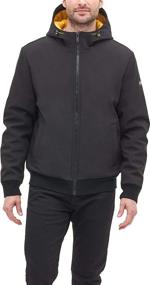 img 4 attached to Stylish and Functional: DKNY Men's Softshell Hooded Bomber Jacket - Stay Warm in Style!