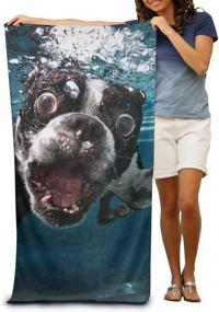img 1 attached to 🏖️ Microfiber Beach Towel Wrap - Lightweight & Absorbent Towel for Bath, Shower, and Spa - Quick-Drying Swimwear Towel - Ideal Beach Gift for Women, Men, Girls, and Boys - Featuring Cute Boston Terrier and French Bulldog Design