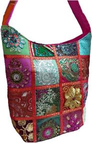 img 1 attached to 👜 Boho Vintage Sling Cross body Bag with Embroidered Sequin Patch: The Ultimate Fashion Statement