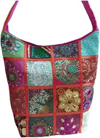 img 2 attached to 👜 Boho Vintage Sling Cross body Bag with Embroidered Sequin Patch: The Ultimate Fashion Statement