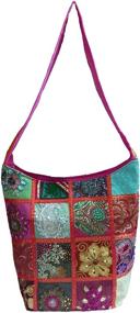 img 3 attached to 👜 Boho Vintage Sling Cross body Bag with Embroidered Sequin Patch: The Ultimate Fashion Statement