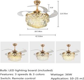 img 2 attached to 🌟 ILSELL 42-inch Crystal Ceiling Fan with Light, Modern Luxury Chandelier, Retractable Blades, Remote Control, 3 Speeds, 3 Color Changes, Silent Ceiling Fans Lighting Fixture, Included LED Kits