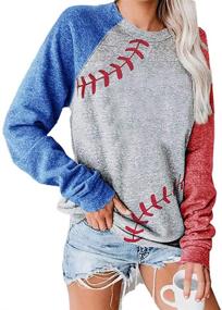 img 4 attached to 👚 Womens Baseball Pullover Sweatshirt: Raglan Long Sleeve Casual Round Neck Blouse