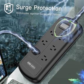 img 3 attached to 🔌 Yohuton Outdoor Power Strip: 6 Outlet Surge Protector with Fast USB Charger, Heavy Duty 6ft Extension Cord, Weatherproof & Anti-Shock Design