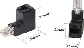 img 1 attached to 🔌 CERRXIAN 90-градусный Ethernet LAN RJ45 мужской к женскому удлинителю адаптер (2 шт.) черный, правый угол сетевой кабель Cat5 / Cat5e / Cat6, верхний угол