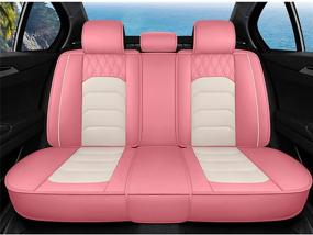 img 1 attached to 🚗 SOGLOTY Pink White Leather Car Seat Covers - Waterproof & Airbag Compatible, Universal Automotive Cushion Cover for Cars, SUVs, and Pick-up Trucks - Full Set Leatherette Seat Protectors