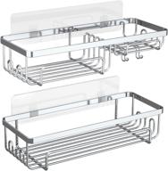 🛁 kienapanc shower caddy shelf & bathroom organizer rack - no drilling wall mount storage for shampoo, conditioner, and shower essentials - 12 hook, sus304 stainless steel, 2 pack (polished silver) logo