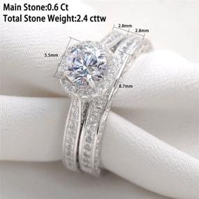 img 3 attached to 💍 Exquisite Newshe Wedding Rings: Sterling Silver 2.4Ct Round White AAAAA Cz Set for Women, Sizes 3-13