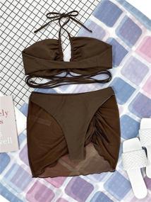 img 2 attached to MakeMeChic Womens Swimsuit Drawstring Chocolate