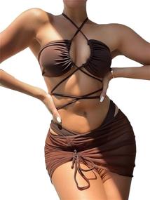 img 4 attached to MakeMeChic Womens Swimsuit Drawstring Chocolate