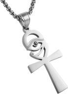 🔱 hzman stainless steel ankh necklace eye of horus pendant - ancient egyptian symbol of protection, 22+2 inch chain logo