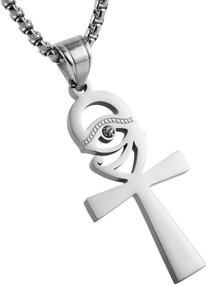 img 4 attached to 🔱 HZMAN Stainless Steel Ankh Necklace Eye of Horus Pendant - Ancient Egyptian Symbol of Protection, 22+2 Inch Chain