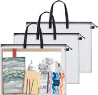 🎨 premium art portfolio bag set: 3 pcs, 19x25 inch, zipper closure, handle – ideal for artworks, teaching material, charts, posters, and more! logo