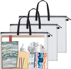 img 4 attached to 🎨 Premium Art Portfolio Bag Set: 3 Pcs, 19x25 Inch, Zipper Closure, Handle – Ideal for Artworks, Teaching Material, Charts, Posters, and More!