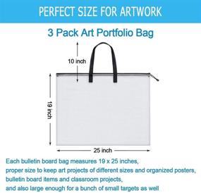 img 3 attached to 🎨 Premium Art Portfolio Bag Set: 3 Pcs, 19x25 Inch, Zipper Closure, Handle – Ideal for Artworks, Teaching Material, Charts, Posters, and More!