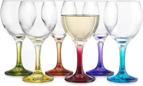 img 2 attached to 🍷 Set of 6 Carnival Color Stemmed Glass Drinking Cups - Elegant 10 OZ Glasses for Red or White Wine, Cocktails, Martinis, Margaritas, Brandies, and Scotch, Perfect for Countertop, Wine Rack Cup Holder - Great for Parties!