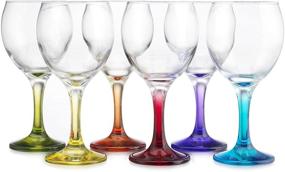 img 1 attached to 🍷 Set of 6 Carnival Color Stemmed Glass Drinking Cups - Elegant 10 OZ Glasses for Red or White Wine, Cocktails, Martinis, Margaritas, Brandies, and Scotch, Perfect for Countertop, Wine Rack Cup Holder - Great for Parties!