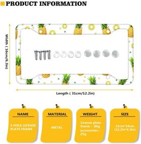 img 3 attached to 🍍 Водонепроницаемая накладка на номерной знак COEQINE: дизайн с тропическим ананасом, алюминиевая рама против коррозии для держателя женского номера на переднем бампере автомобиля - черный