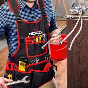 img 2 attached to 🛠️ NoCry Heavy Duty Work Apron: Waterproof Canvas, 25 Tool Pockets, Adjustable for Men and Women (XXS-4XL)
