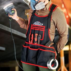 img 1 attached to 🛠️ NoCry Heavy Duty Work Apron: Waterproof Canvas, 25 Tool Pockets, Adjustable for Men and Women (XXS-4XL)