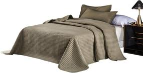 img 3 attached to Taupe Oversize Queen Box Stitch Quilted Bedspread Coverlet 100x106 inches + 2 Standard Shams 20x26 inch - Breathable, Reversible, Fade, Stain, Shrink, Wrinkle-Resistant